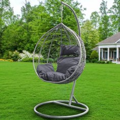 Подвесное кресло Кокон, 100 кг, серое, ротанг, серое, Y9-163