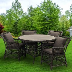 Мебель садовая Green Days, Форео, темно-коричневая, стол, 122х122х75 см, 4 кресла, подушка серо-коричневая, CYH162W-2