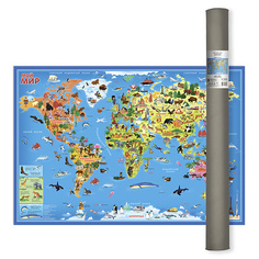 Постер ГЕОДОМ Карта Мира настенная в тубусе "Мой мир" ЛАМ