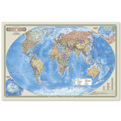 Постер ГЕОДОМ Карта настольная двухсторонняя Мир Политический ЛАМ
