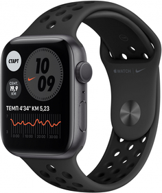Apple Watch Nike Series 6 GPS 44mm (корпус - серый космос, спортивный ремешок Nike цвета «антрацитовый/чёрный», IP68)
