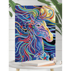 Картины своими руками On Time Алмазная мозаика на подрамнике светится в темноте Радужный конь 35х25 см