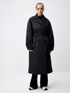 Стеганое пальто-халат (черный, S) Sela