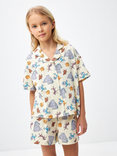 Трикотажная пижама с принтом для девочек (принт, 146-152) Sela