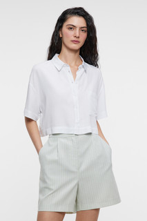 блузка женская Блузка-рубашка вискозная с карманом и короткими рукавами Befree