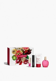 Набор косметики Clarins MAKE-UP MUSTS, Базовые средства для макияжа, Фиксатор для макияжа Fix’ Make-Up 15мл + Бальзам для лица Baume Beaute Eclair 15мл + Тушь для ресниц с эффектом 4D Wonder Perfect Mascara 01 3мл + Масло-блеск для губ Lip Comfort Oil 04 1.4мл + Косметичка