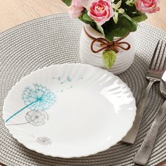 Тарелка десертная, стеклокерамика, 19 см, круглая, Одуванчик, Daniks, LHP75