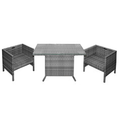 Комбинированная и металлическая мебель комплект мебели-трансформер WICKER стол и 2 кресла искусственный ротанг серый