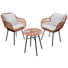 Комбинированная и металлическая мебель комплект мебели BRAIDED стол стеклянный и 2 кресла искусственный ротанг коричневый