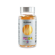 Капсула ELEMAX БАД к пище «Комплекс детский Омега-3 с витамином Е и Д» со вкусом апельсина 710 мг
