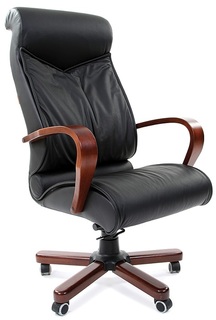 Кресло офисное Chairman 420 WD Chairman 7009701 черное, натуральная кожа, до 120 кг