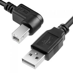 Кабель интерфейсный USB 2.0 GCR GCR-UPC3M2-BB2S-1.0m , 13039, AM/BM угловой, черный, 28/28 AWG, Premium, экран, армированный, морозостойкий