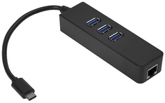 Адаптер сетевой GCR GCR-UC2CL01 , USB 3.1 Тип C M -> Ethernet RJ-45 F Lan Card + USB 2.0-хаб на 3 порта, 00549