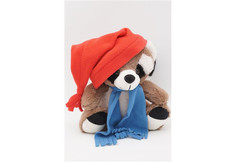 Мягкие игрушки Мягкая игрушка Unaky Soft Toy Енот Крош в красном колпаке с кисточкой и голубом шарфе 26 см