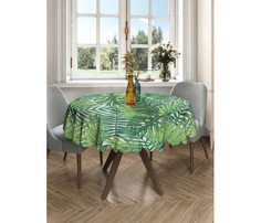 Товары для праздника JoyArty Круглая скатерть на кухонный и праздничный стол Тропические листья 150x150 см