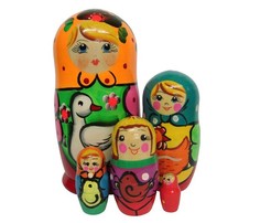Деревянные игрушки Деревянная игрушка RNToys Матрешка Подворье 5 в 1