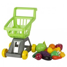 Ролевые игры Стром Тележка для супермаркета с фруктами и овощами (18 предметов)