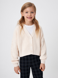 Вязаный кардиган для девочек (белый, 134) Sela