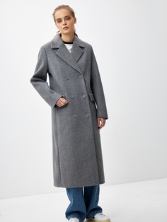Двубортное классическое пальто (серый, L) Sela