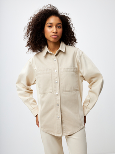 Джинсовая рубашка пэчворк (бежевый, XS) Sela