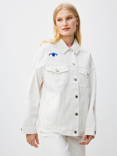 Джинсовая куртка оверсайз с вышивкой sela x Маша Сомик (белый, S)