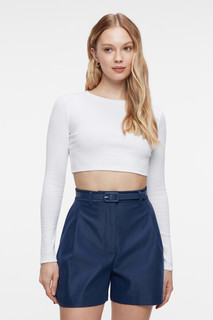 джемпер женский Лонгслив облегающий укороченный в рубчик Befree