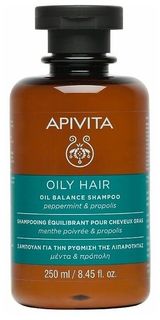 Шампунь APIVITA балансирующий для жирных волос с Мятой Перечной и Прополисом, флакон, 250 мл