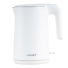 Чайник электрический Galaxy, GL 0327, белый, 1.5 л, 1800 Вт, скрытый нагревательный элемент, пластик
