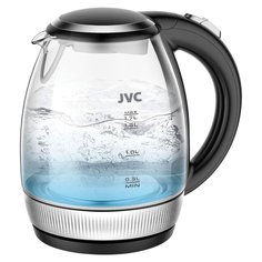 Чайник электрический JVC, JK-KE1516, черный, 1.7 л, 2200 Вт, скрытый нагревательный элемент, стекло