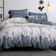 Постельное белье евростандарт, простыня 215х240 см, 2 наволочки 70х70 см, пододеяльник 200х215 см, Бояртекс, поплин, Luxor 3283 А/В