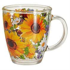 Кружка стекло, 350 мл, Подсолнухи, Декостек, 2025-Д