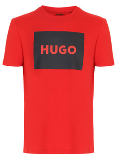 Футболка хлопковая с принтом Hugo