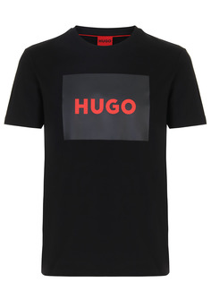 Футболка хлопковая с принтом Hugo