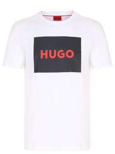 Футболка хлопковая с принтом Hugo