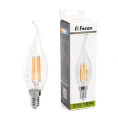 Лампочка Лампа светодиодная Feron E14 15W 4000K Свеча на ветру Матовая 38263