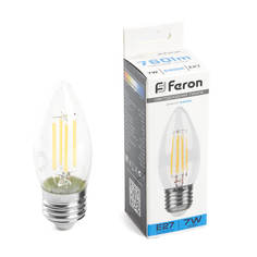 Лампочка Лампа светодиодная Feron LB-66 Свеча E27 7W 6400K 38272
