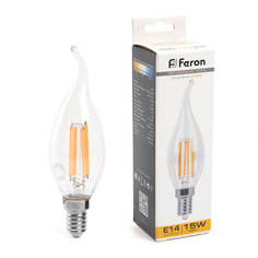Лампочка Лампа светодиодная Feron E14 15W 2700K Свеча на ветру Матовая 38261