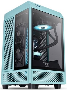 Корпус mini-ITX Thermaltake The Tower 100 Turquoise бирюзовый, без БП, боковая панель из закаленного стекла, USB Type-C, 2*USB 3.2, audioКорпус Therma