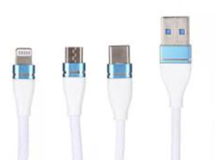Кабель интерфейсный Red Line USB-microUSB+Lightning+Type-C УТ000020994 2A, нейлон. оплетка, белый