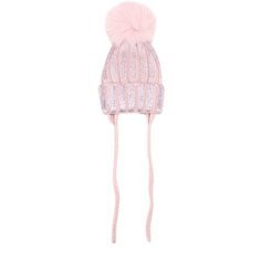 Шерстяная шапка с меховым помпоном и металлизированной отделкой Catya