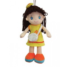 Мягкие игрушки Мягкая игрушка ABtoys Кукла брюнетка в желтом платье 20 см