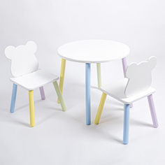 Детские столы и стулья Rolti Baby Комплект детский стол круглый и два стула Мишка