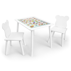 Детские столы и стулья Rolti Baby Комплект детский стол с накладкой Алфавит и два стула Мишка