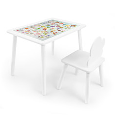 Детские столы и стулья Rolti Baby Комплект детский стол с накладкой Алфавит и стул Облачко