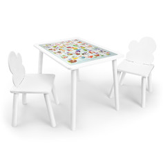 Детские столы и стулья Rolti Baby Комплект детский стол с накладкой Алфавит и два стула Облачко