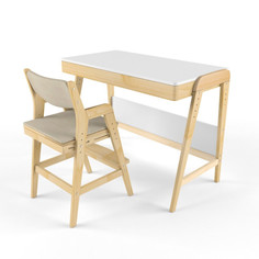 Детские столы и стулья 38 Попугаев Комплект растущий стол и стул с чехлом Вуди (белый/без покрытия)
