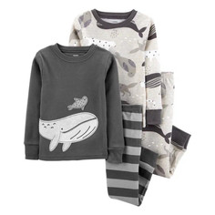 Домашняя одежда Carters Пижама для мальчика с китами (4 предмета) 2M677510
