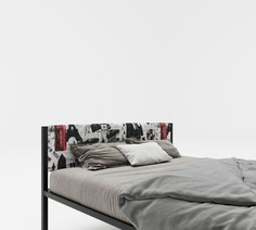 Кровати для подростков Подростковая кровать ROOMIROOM полутороспальная металлическая с мягким изголовьем Город 200х120
