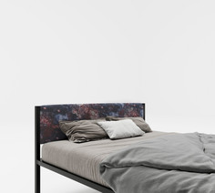 Кровати для подростков Подростковая кровать ROOMIROOM полутороспальная металлическая с мягким изголовьем Космос 200х120