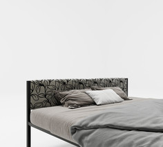 Кровати для подростков Подростковая кровать ROOMIROOM двуспальная металлическая с мягким изголовьем Цветы 200х160